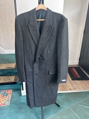Vintage Jimmie Muscatello’s DC Gray Double Breasted Wool Blend Overcoat L 40